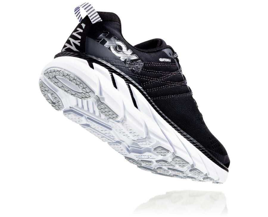 Hoka One One Womens Walking Shoes - Clifton 6 - Black/White - SGQC16384